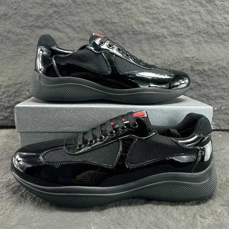 High Quality Leather Flat Bottom Casual Running Shoes round Head Versatile New Model Comfortable Breathable for Adult Men Women