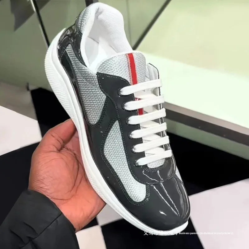 High Quality Leather Flat Bottom Casual Running Shoes round Head Versatile New Model Comfortable Breathable for Adult Men Women